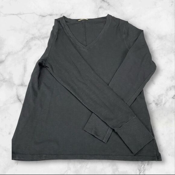 American Giant Premium Slub Tee Womens Large Black V-Neck Long Sleeve Top Preppy - Picture 11 of 16